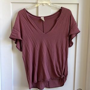 Free People Oversize Rust Color T-Shirt with Side Tie